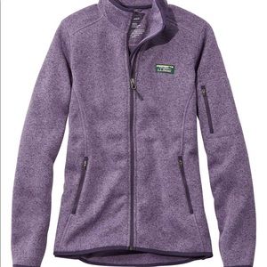 L.L. Bean Sweater Fleece Full Zip Jacket Size L Purple